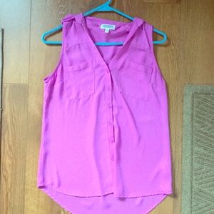 Express Sleeveless Portofino Shirt Fuchsia XS Top